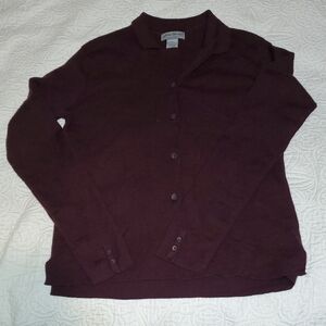 Eddie Bauer 100% Merino Wool Burgundy Cardigan